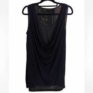 Elegant Black Sleeveless Drape Top